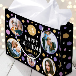 Verjaardag Fotocollage Elke Leeftijd 25e Paars Groot Cadeauzakje