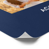 Verjaardag Fotocollage Navyblauw en Wit Poster (Hoek)