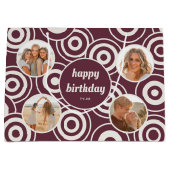 Verjaardag Fotocollage Retro cirkels Bourgogne Groot Cadeauzakje (Voorkant)