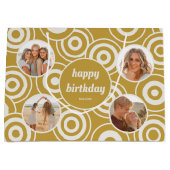 Verjaardag Fotocollage Retro Cirkels Geel Groot Cadeauzakje (Voorkant)