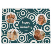 Verjaardag Fotocollage Retro Cirkels Groen Groot Cadeauzakje (Voorkant)