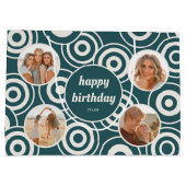 Verjaardag Fotocollage Retro Cirkels Groen Groot Cadeauzakje (Achterkant)