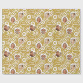 Verjaardag Fotocollage Retro Cirkels Mosterd Cadeaupapier (Vlak)