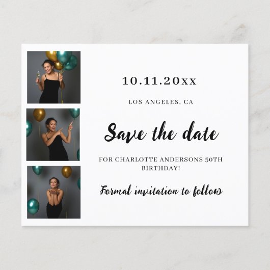 Verjaardag fotocollage Save the Date Flyer (Voorkant)