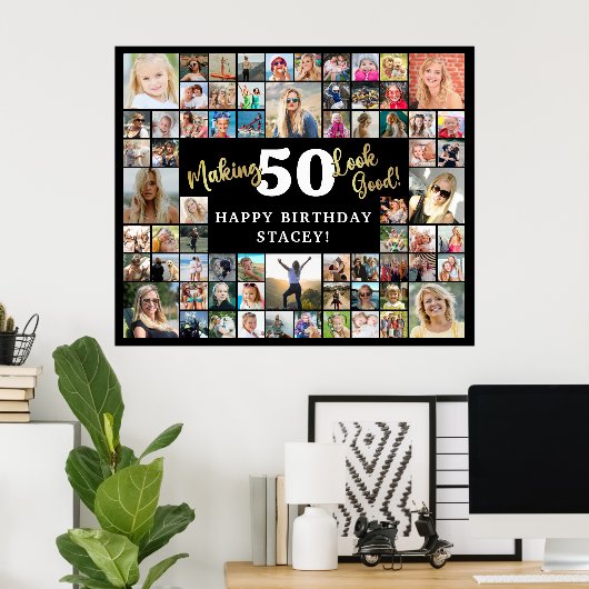 Verjaardag Fotocollage waardoor AGE er goed uitzie Poster (Thuiskantoor)