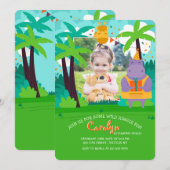 Verjaardag fotokaart met Oerwoud Animals Invitatio Kaart (Voorkant / Achterkant)