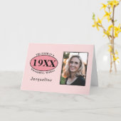 Verjaardag Fotosjabloon  Roze Girly Elegant Kaart (Gele Bloem)