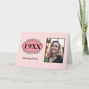 Verjaardag Fotosjabloon Roze Girly Elegant Kaart