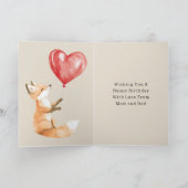 Verjaardag Fox Heart Balloon Kaart (Binnen)