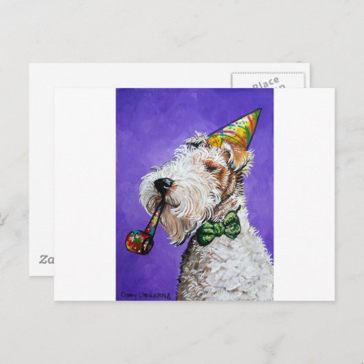 Verjaardag Fox Terrier Briefkaart (Voorkant / Achterkant)