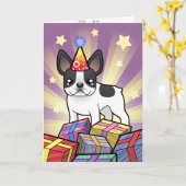 Verjaardag Franse Bulldog Kaart (Gele Bloem)