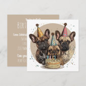 Verjaardag Franse Bulldogs Party Petten Kaart (Voorkant / Achterkant)