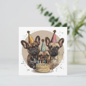 Verjaardag Franse Bulldogs Party Petten Kaart (Staand voorkant)