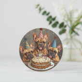 Verjaardag Franse Bulldogs Party Petten Kaart (Staand voorkant)