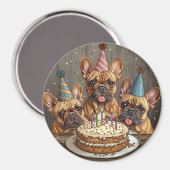 Verjaardag Franse Bulldogs Party Petten Magneet (Voorkant / Achterkant)