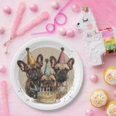 Verjaardag Franse Bulldogs Party Petten Papieren Bordje (Feest)
