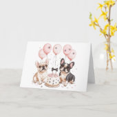 Verjaardag Franse Bulldogs Verjaardagstaart Kaart (Gele Bloem)