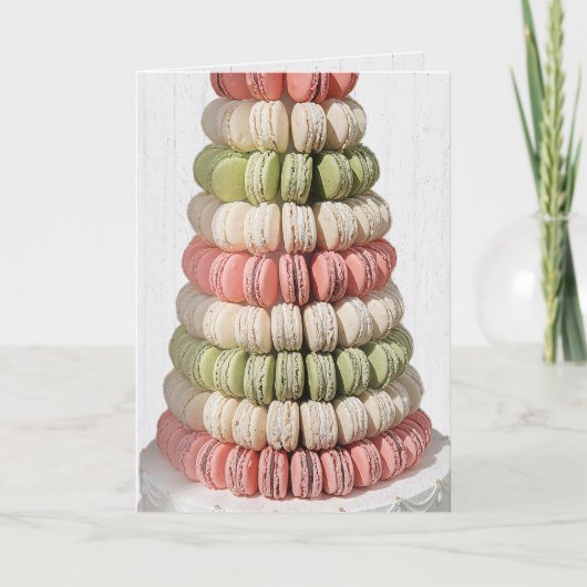 Verjaardag Franse Macaron Pastry Tiers Kaart (Voorkant)