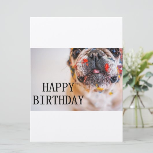 verjaardag frenchie kaart (Staand voorkant)