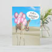 Verjaardag Fun Desert Camel Roze Ballonnen Uitnodi Kaart (Staand voorkant)