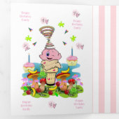 Verjaardag FUN Roze Cakecupake Drie-Voudige Kaart (Binnenzijde eerst)