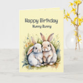 Verjaardag Fun Sweetheart Hunny Bunny Animal Art Kaart (Gele Bloem)