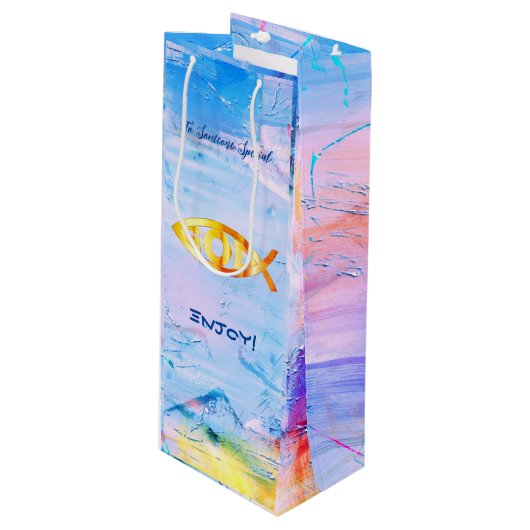 Verjaardag Fun Vissen Zodiac Wijn Cadeautas (Voorkant Gekanteld)