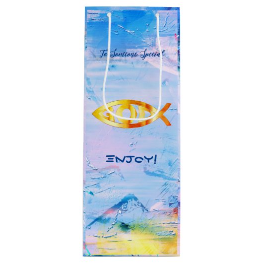 Verjaardag Fun Vissen Zodiac Wijn Cadeautas (Voorkant)