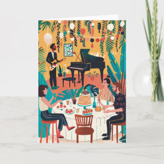 Verjaardag Funky Retro Music Party Feestdagen Kaart