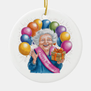 Verjaardag Funny Nana Keramisch Ornament