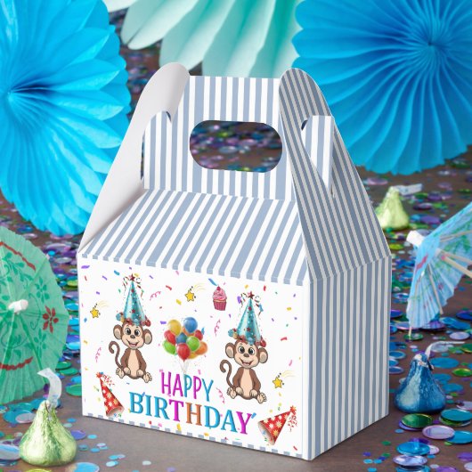 Verjaardag Gable Favor Doos Monkey Cupcake Bedankdoosjes (Feest)