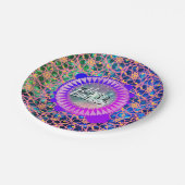 Verjaardag  Galaxy Flower Mandala Monogram Papieren Bordje (Gekanteld)