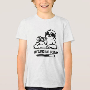 Verjaardag Gamen Luiaard Leeft Niveau Op Vandaag Tri-Blend Shirt