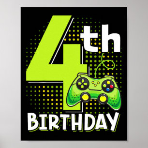 Verjaardag Gamer 4 Jaar Oud Grappige Videospel Jon Poster