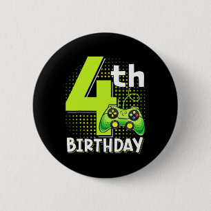 Verjaardag Gamer 4 Jaar Oud Grappige Videospel Jon Ronde Button 5,7 Cm