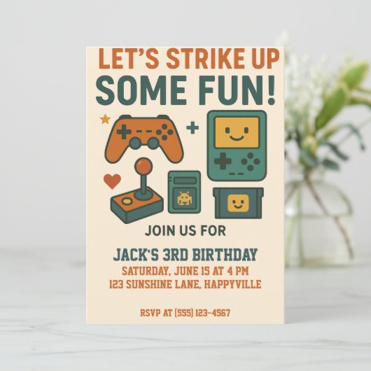 Verjaardag Gamer Boy - Level Up The Fun Kaart (Staand voorkant)