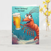 Verjaardag garnalen met een biertje kaart (Gele Bloem)