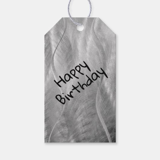 Verjaardag geborsteld metaal Abstract Cadeaulabel (Voorkant)