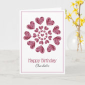 Verjaardag gebreide bloem hart kaart (Gele Bloem)