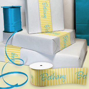 Verjaardag Geel Aangepaste Naam Satijnen Lint