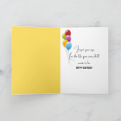 Verjaardag geel eendje in een roeiboot kaart (Binnen)