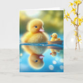 Verjaardag geel eendje in een roeiboot kaart (Gele Bloem)