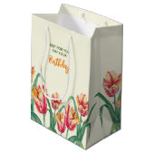 Verjaardag Geel Papegaai Tulpen Bloemen speciaal v Medium Cadeauzakje (Achterkant Gekanteld)