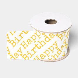 Verjaardag Geel Typografie Feest Grosgrain Lint
