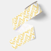 Verjaardag Geel Typografie Feest Grosgrain Lint (Achterkant)
