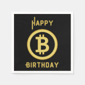 Verjaardag Gefeliciteerd Bitcoin Goud 3 Laags Serv Servet (Voorkant)