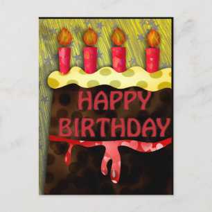 Verjaardag gefeliciteerd in rode cake kaarsen br briefkaart