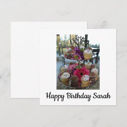 Verjaardag gefeliciteerd Sarah Aankondiging (Voorkant / Achterkant)