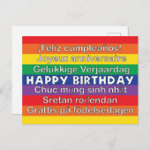 Verjaardag Gefeliciteerd Veel Talen Regenboog Stre Briefkaart (Voorkant / Achterkant)
