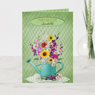 Verjaardag, Geheime Vriend, Gietkan en Bloemen Kaart